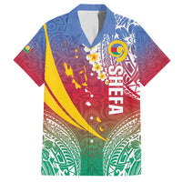 Shefa Province Family Matching Tank Maxi Dress and Hawaiian Shirt Vanuatu Pattern Map - Plumeria Flag Color