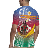 Shefa Province Rugby Jersey Vanuatu Pattern Map - Plumeria Flag Color