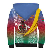 Shefa Province Sherpa Hoodie Vanuatu Pattern Map - Plumeria Flag Color