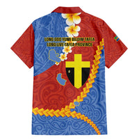 Tafea Province Family Matching Mermaid Dress and Hawaiian Shirt Vanuatu Pattern Map - Plumeria Flag Color