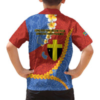 Tafea Province Family Matching Tank Maxi Dress and Hawaiian Shirt Vanuatu Pattern Map - Plumeria Flag Color