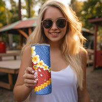 Tafea Province Skinny Tumbler Vanuatu Pattern Map With Plumeria Flag Color