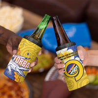 Torba Province 4 in 1 Can Cooler Tumbler Vanuatu Pattern Crocodile With Plumeria Flag Color