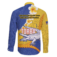 Torba Province Family Matching Off The Shoulder Long Sleeve Dress and Hawaiian Shirt Vanuatu Pattern Crocodile - Plumeria Flag Color