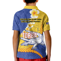 Torba Province Kid Polo Shirt Vanuatu Pattern Crocodile - Plumeria Flag Color LT14 - Polynesian Pride