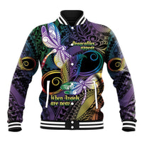 Personalized Polynesian Memorial Baseball Jacket Dragonflies Appear When Angels Are Near LT14 Unisex Colorful - Polynesian Pride