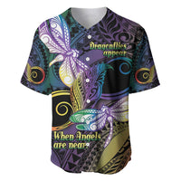 Personalized Polynesian Memorial Baseball Jersey Dragonflies Appear When Angels Are Near LT14 Colorful - Polynesian Pride
