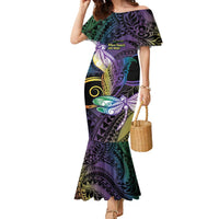 Personalized Polynesian Memorial Family Matching Mermaid Dress and Hawaiian Shirt Dragonflies Appear When Angels Are Near