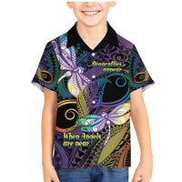 Personalized Polynesian Memorial Family Matching Mermaid Dress and Hawaiian Shirt Dragonflies Appear When Angels Are Near