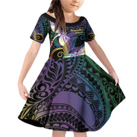 Personalized Polynesian Memorial Family Matching Off Shoulder Short Dress and Hawaiian Shirt Dragonflies Appear When Angels Are Near LT14 Daughter's Dress Colorful - Polynesian Pride
