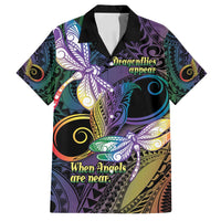 Personalized Polynesian Memorial Family Matching Off Shoulder Short Dress and Hawaiian Shirt Dragonflies Appear When Angels Are Near LT14 Dad's Shirt - Short Sleeve Colorful - Polynesian Pride