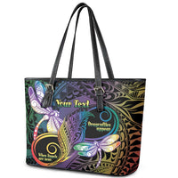 Personalized Polynesian Memorial Leather Tote Bag Dragonflies Appear When Angels Are Near