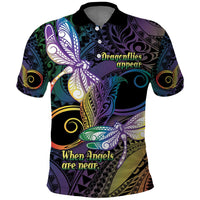 Personalized Polynesian Memorial Polo Shirt Dragonflies Appear When Angels Are Near LT14