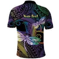 Personalized Polynesian Memorial Polo Shirt Dragonflies Appear When Angels Are Near