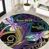 Personalized Polynesian Memorial Round Carpet Dragonflies Appear When Angels Are Near LT14 Colorful - Polynesian Pride