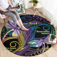 Personalized Polynesian Memorial Round Carpet Dragonflies Appear When Angels Are Near LT14 - Polynesian Pride