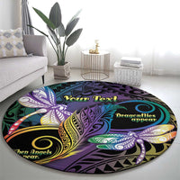 Personalized Polynesian Memorial Round Carpet Dragonflies Appear When Angels Are Near LT14 - Polynesian Pride