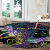 Personalized Polynesian Memorial Round Carpet Dragonflies Appear When Angels Are Near LT14 - Polynesian Pride