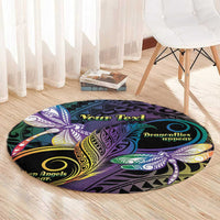 Personalized Polynesian Memorial Round Carpet Dragonflies Appear When Angels Are Near LT14 - Polynesian Pride