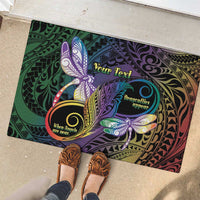 Personalized Polynesian Memorial Rubber Doormat Dragonflies Appear When Angels Are Near