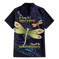 As Long As I Breathe You'll Be Remembered Family Matching Mermaid Dress and Hawaiian Shirt Dragonflies Memorial - Polynesian Pattern