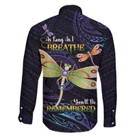 As Long As I Breathe You'll Be Remembered Family Matching Mermaid Dress and Hawaiian Shirt Dragonflies Memorial - Polynesian Pattern