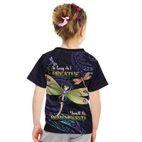 As Long As I Breathe You'll Be Remembered Kid T Shirt Dragonflies Memorial - Polynesian Pattern LT14 - Polynesian Pride