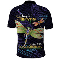 As Long As I Breathe You'll Be Remembered Polo Shirt Dragonflies Memorial - Polynesian Pattern LT14 - Polynesian Pride