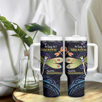 As Long As I Breathe You'll Be Remembered Tumbler With Handle Dragonflies Memorial - Polynesian Pattern