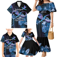 Polynesian Memorial Family Matching Mermaid Dress and Hawaiian Shirt Hummingbirds Appear When Angels Are Near LT14