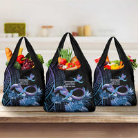 Polynesian Memorial Grocery Bag Hummingbirds Appear When Angels Are Near LT14 3-pack One Size Black - Polynesian Pride