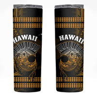 Hawaii Skinny Tumbler Kakau Warrior Helmet Gradient Gold Polynesian LT14 Gold - Polynesian Pride