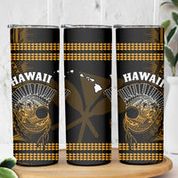 Hawaii Skinny Tumbler Kakau Warrior Helmet Gradient Gold Polynesian LT14 - Polynesian Pride
