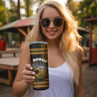 Hawaii Skinny Tumbler Kakau Warrior Helmet Gradient Gold Polynesian LT14 - Polynesian Pride