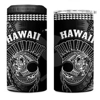 Hawaii 4 in 1 Can Cooler Tumbler Kakau Warrior Helmet Gradient Black Polynesian