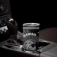 Hawaii Tumbler Cup Kakau Warrior Helmet Gradient Black Polynesian