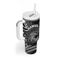 Hawaii Tumbler With Handle Kakau Warrior Helmet Gradient Black Polynesian