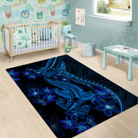 Blue Polynesia Shark Tattoo Area Rug With Polynesian Plumeria LT14 - Polynesian Pride
