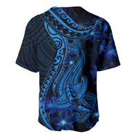 Blue Polynesia Shark Tattoo Baseball Jersey With Polynesian Plumeria LT14 - Polynesian Pride