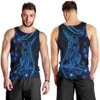 Blue Polynesia Shark Tattoo Men Tank Top With Polynesian Plumeria LT14 - Polynesian Pride