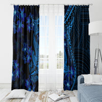 Blue Polynesia Shark Tattoo Window Curtain With Polynesian Plumeria LT14 - Polynesian Pride