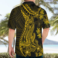 Gold Polynesia Shark Tattoo Hawaiian Shirt With Polynesian Plumeria LT14 - Polynesian Pride