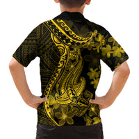 Gold Polynesia Shark Tattoo Hawaiian Shirt With Polynesian Plumeria LT14 - Polynesian Pride