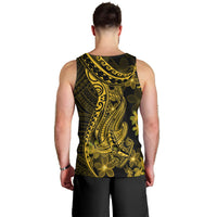 Gold Polynesia Shark Tattoo Men Tank Top With Polynesian Plumeria LT14 - Polynesian Pride