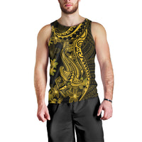Gold Polynesia Shark Tattoo Men Tank Top With Polynesian Plumeria LT14 - Polynesian Pride