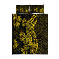 Gold Polynesia Shark Tattoo Quilt Bed Set With Polynesian Plumeria LT14 Gold - Polynesian Pride