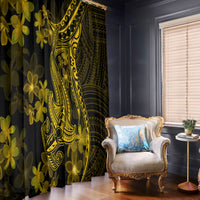 Gold Polynesia Shark Tattoo Window Curtain With Polynesian Plumeria LT14 - Polynesian Pride