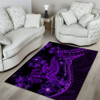 Purple Polynesia Shark Tattoo Area Rug With Polynesian Plumeria LT14 - Polynesian Pride