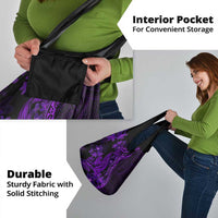 Purple Polynesia Shark Tattoo Grocery Bag With Polynesian Plumeria