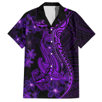 Purple Polynesia Shark Tattoo Hawaiian Shirt With Polynesian Plumeria LT14 Purple - Polynesian Pride